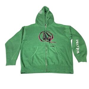 Vintage‎ Volcom Green Zip Up Hoodie Sweatshirt Men's Size M